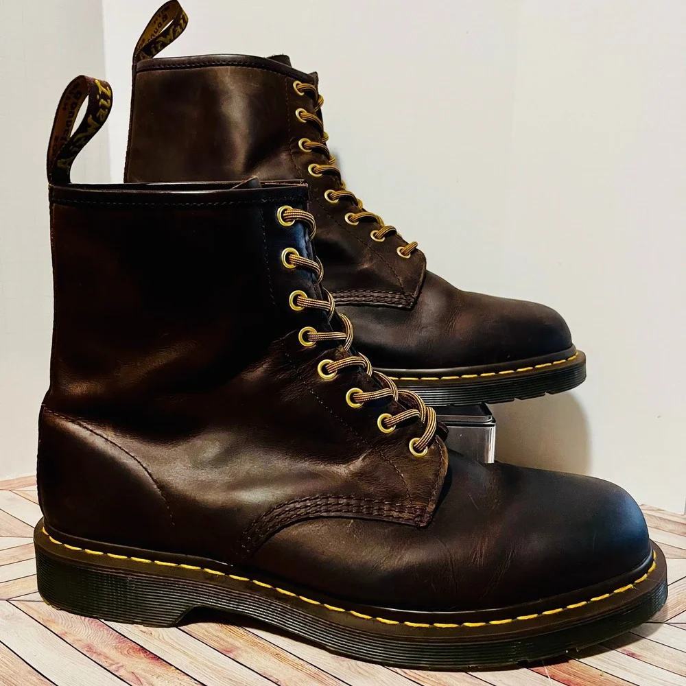 Dr Martens 1460 Crazy Horse Leather Lace Up Boots Mens 13 Brown 8-Eye 11822203